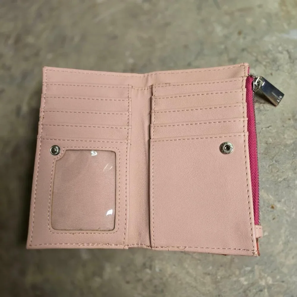 Stradivarius Womens wallet red fuchsia pink and orange color blocked 4/6
